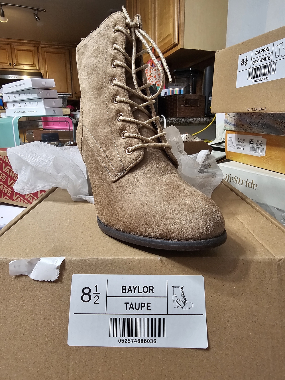 Journee Collection Taupe Lace-Up Suede Ankle Boots